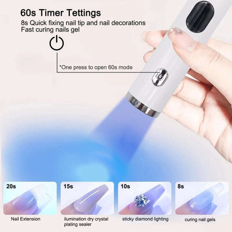 Mini UV Nail Lamp With Stand Handheld Fast Curing Lamp With Silicone Stamper Nail Dryer(White)