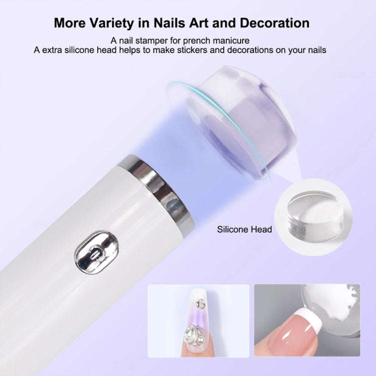 Mini UV Nail Lamp With Stand Handheld Fast Curing Lamp With Silicone Stamper Nail Dryer(White)