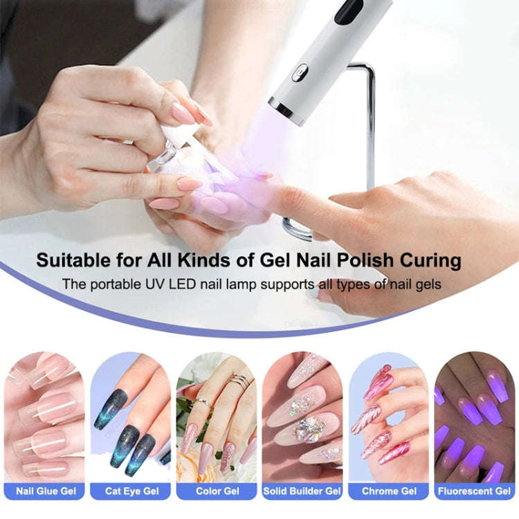 Mini UV Nail Lamp With Stand Handheld Fast Curing Lamp With Silicone Stamper Nail Dryer(White)