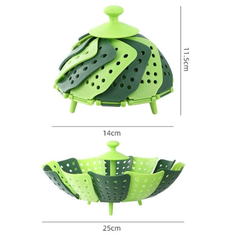 Household Foldable Plastic Lotus Steamer Kitchen Drainage Vegetable Storage Basket(Dark Blue)