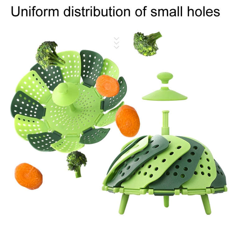 Household Foldable Plastic Lotus Steamer Kitchen Drainage Vegetable Storage Basket(Dark Blue)