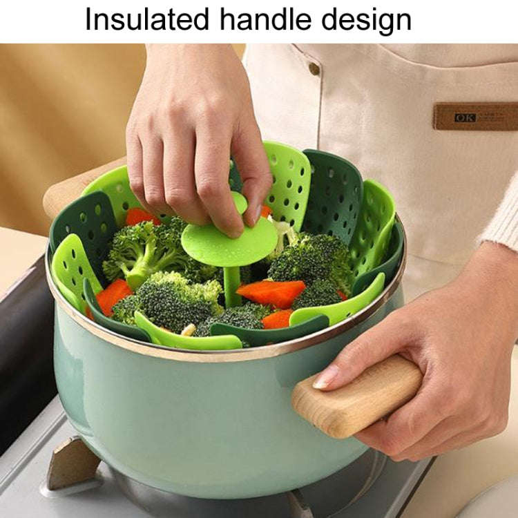 Household Foldable Plastic Lotus Steamer Kitchen Drainage Vegetable Storage Basket(Dark Blue)