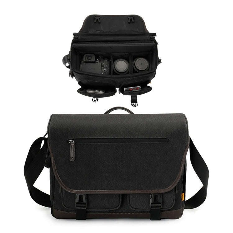 Cwatcun D142 Vintage Camera Bag Shoulder Messenger Bag Camera Digital Storage Bag, Color: Large B...