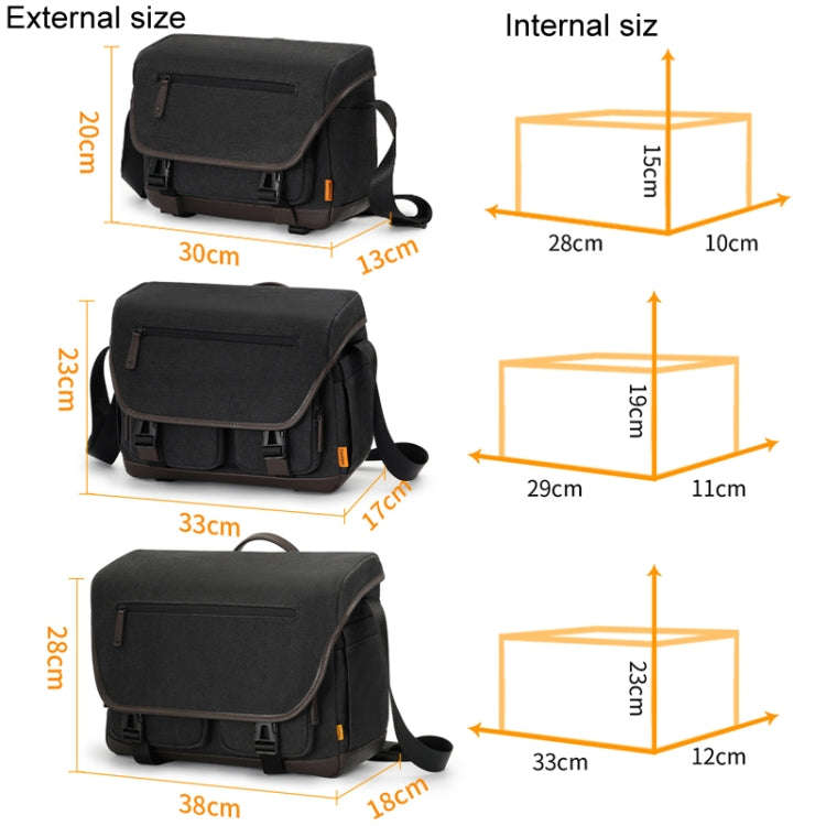 Cwatcun D142 Vintage Camera Bag Shoulder Messenger Bag Camera Digital Storage Bag, Color: Medium ...