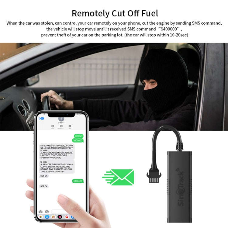 SinoTrack GPS Vehicle-Mounted Motorcycle Car Positioning Tracker, Model: 2G-ST-901M+Relay