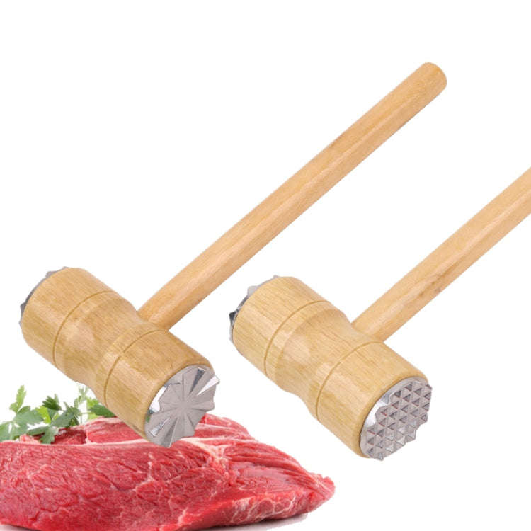 Multifunctional Double-Sided Wooden Handle Meat Hammer Kitchen Steak Tendon Breaker(Wooden Handle)