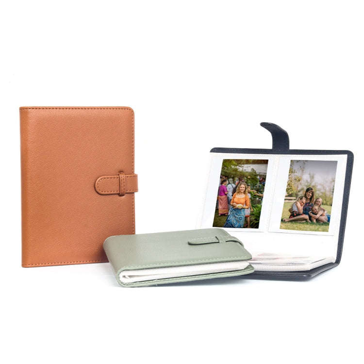 3 Inch 80 Pockets Photo Lychee Print Album Photo Book Card Album(Green)