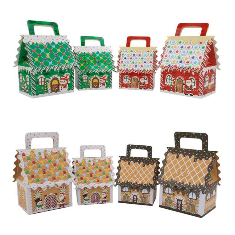 10pcs Christmas Candy Boxes Kraft Paper Christmas House Handbag Candy Boxes, Style: Large Red Base