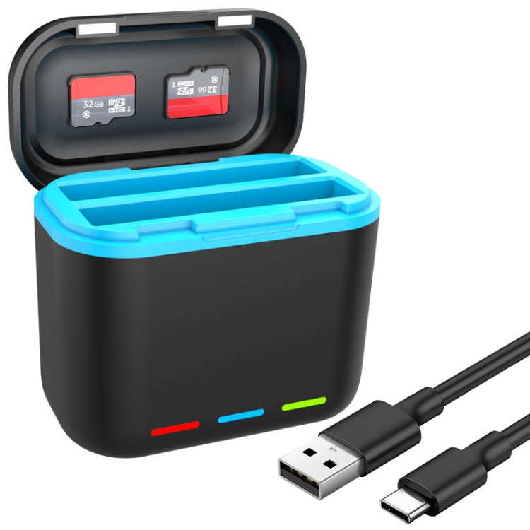 For Insta360 X3 Battery Charger Dual Battery Storage Charging Case(Black)