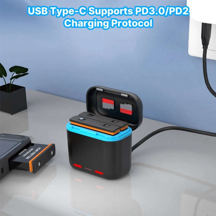 For Insta360 X3 Battery Charger Dual Battery Storage Charging Case(Black)