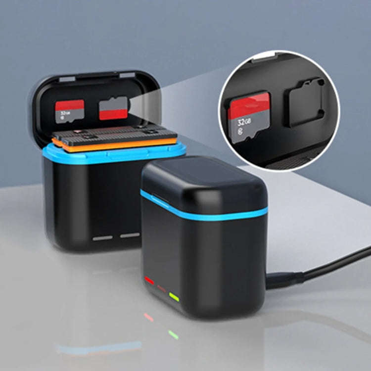 For Insta360 X3 Battery Charger Dual Battery Storage Charging Case(Black)