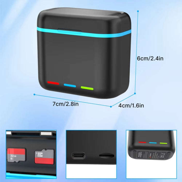For Insta360 X3 Battery Charger Dual Battery Storage Charging Case(Black)