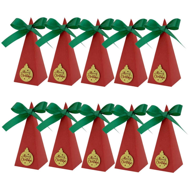 10pcs Christmas Candy Boxes Triangle New Year Party Xmas Gift Paper Packaging Box, Style: Colorfu...