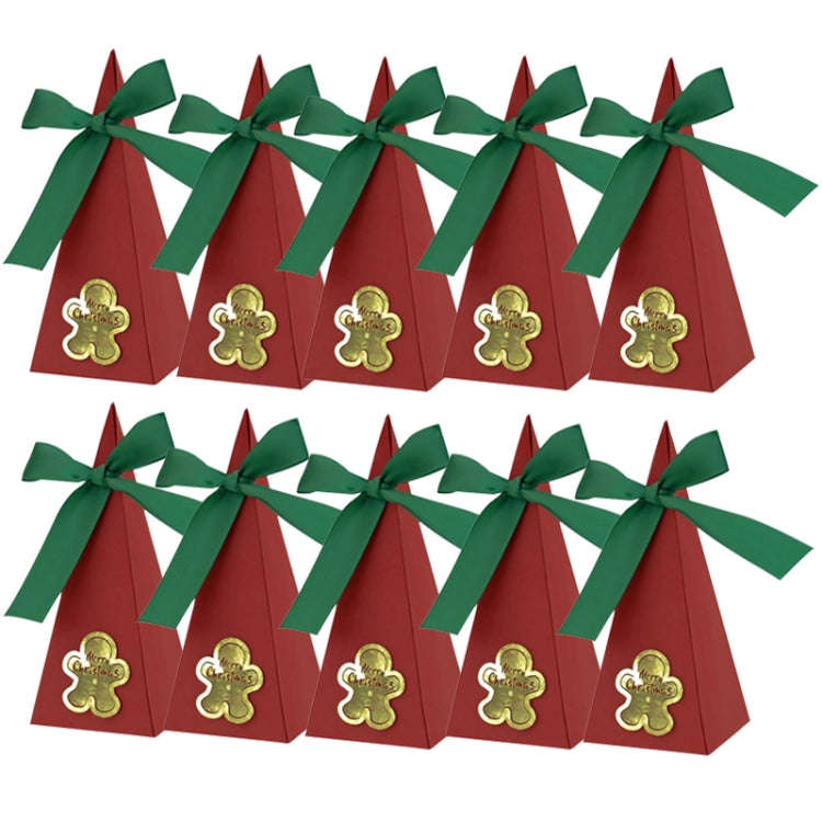 10pcs Christmas Candy Boxes Triangle New Year Party Xmas Gift Paper Packaging Box, Style: Gingerb...