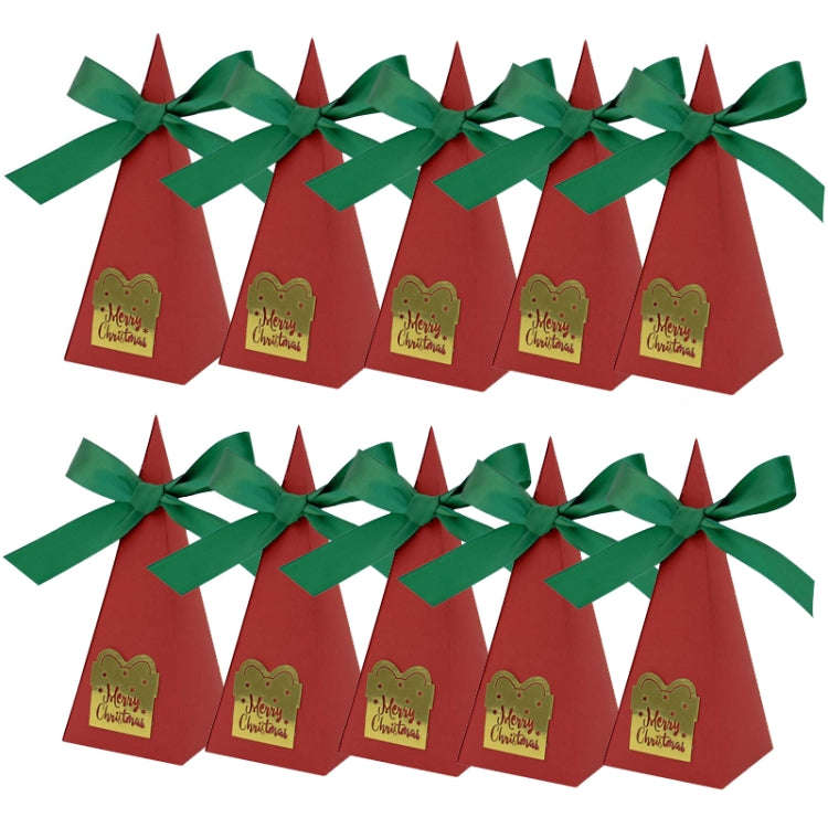 10pcs Christmas Candy Boxes Triangle New Year Party Xmas Gift Paper Packaging Box, Style: Gift Box
