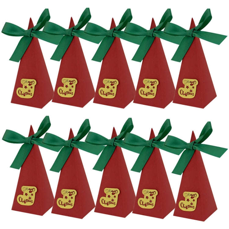 10pcs Christmas Candy Boxes Triangle New Year Party Xmas Gift Paper Packaging Box, Style: Socks
