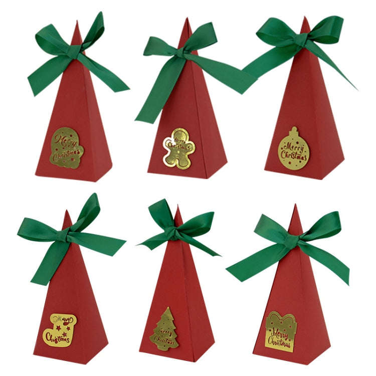 10pcs Christmas Candy Boxes Triangle New Year Party Xmas Gift Paper Packaging Box, Style: Gingerb...
