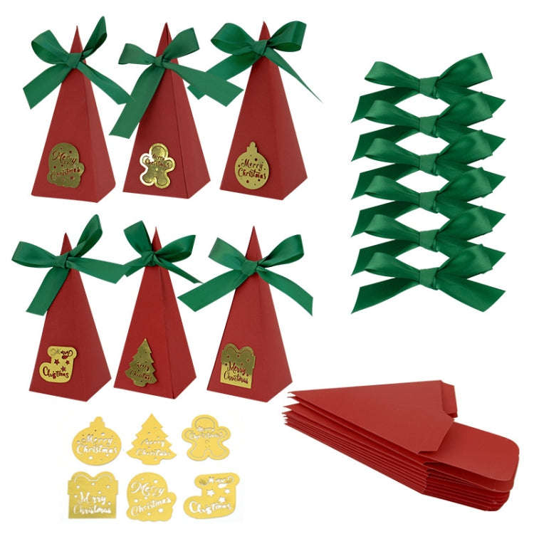 10pcs Christmas Candy Boxes Triangle New Year Party Xmas Gift Paper Packaging Box, Style: Gingerb...