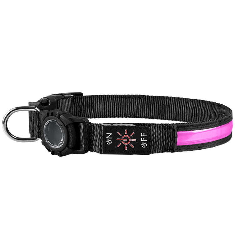 For AirTag Dog Collar LED Waterproof Quick Release Collar, Size: S(Pink)