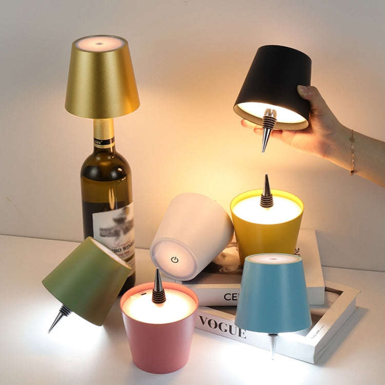 LED Rechargeable Ambient Table Lamp Tri-color Dimmable Wireless Wine Bottle Lamp Bar Light, Size:...