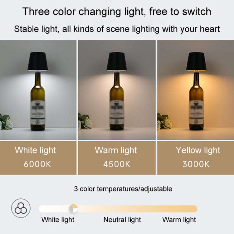 LED Rechargeable Ambient Table Lamp Tri-color Dimmable Wireless Wine Bottle Lamp Bar Light, Size:...