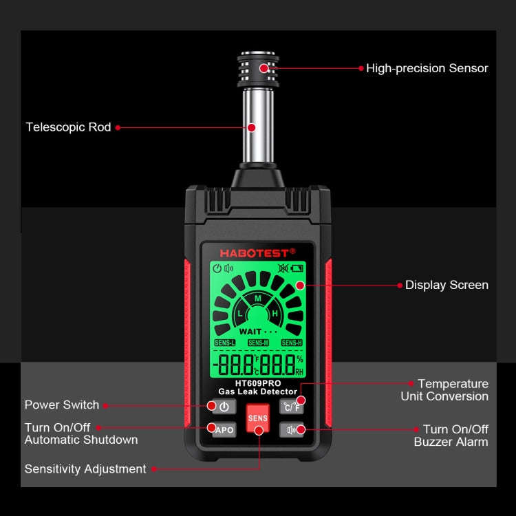 HABOTEST Combustible Gas Methane Leak Detector