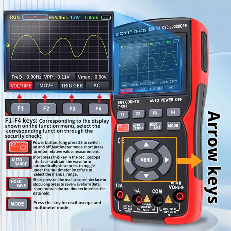 ZOYI Color Screen Multifunctional Handheld Digital Oscilloscope Multimeter(English)