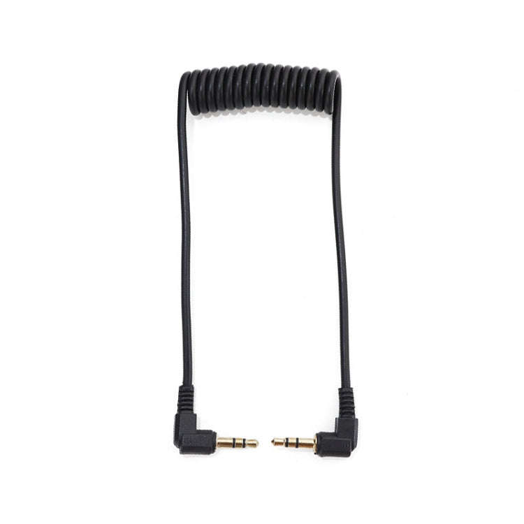 3.5mm Stereo Car Audio Cable PU Gold-plated Elbow Spring Cable(Male To Male)