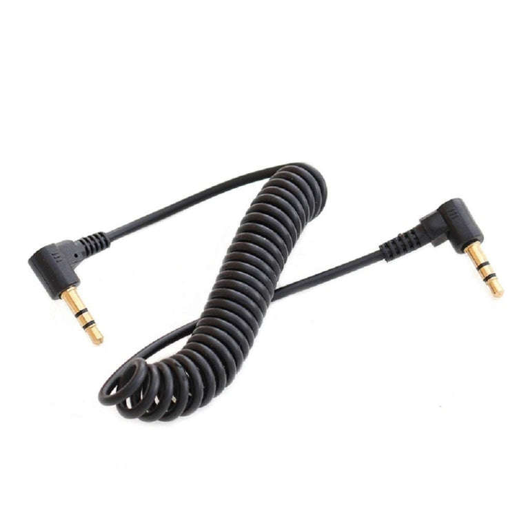 3.5mm Stereo Car Audio Cable PU Gold-plated Elbow Spring Cable(Male To Male)