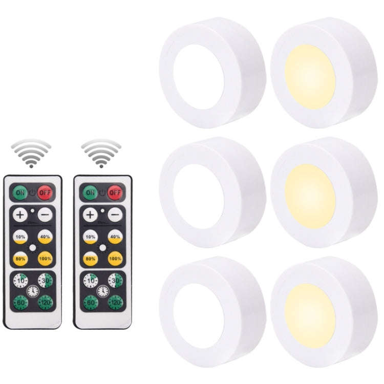 Remote Control Induction Night Light Bedroom Wardrobe LED Push-Button Light(2 Remote Controls + 3...