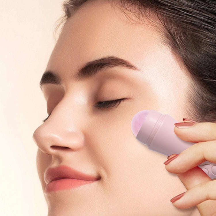 Natural Rose Quartz Face Oil Absorbing Roller Volcanic Stone Facial Skin Repair Cleansing Massage...