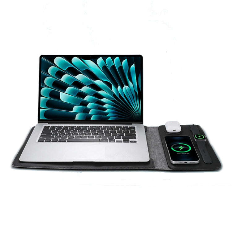 5 In 1 Laptop Sleeve With Wireless Charging Mouse Pad Desk Mat For 12-14 Inch Laptops(Black)