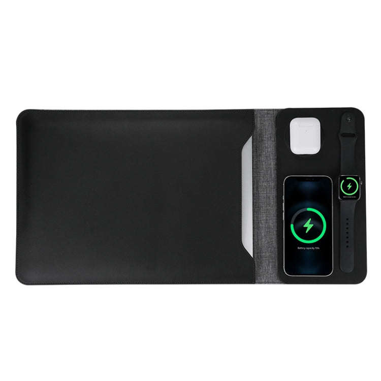 5 In 1 Laptop Sleeve With Wireless Charging Mouse Pad Desk Mat For 12-14 Inch Laptops(Black)