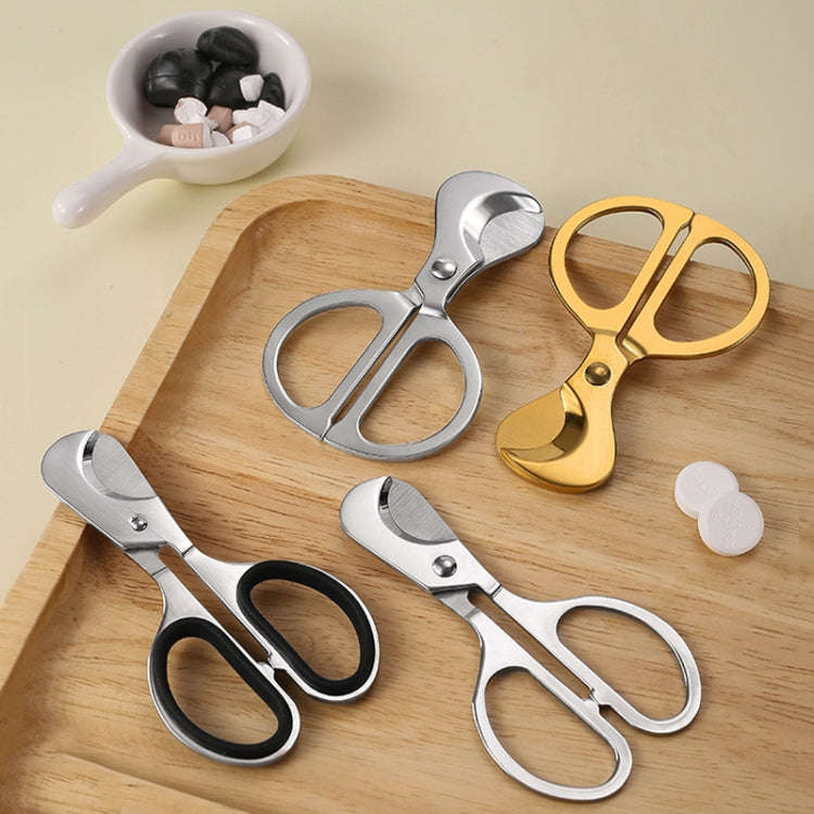 Portable Pill Cutter Stainless Steel Cigar Dispensing Scissors, Style: Round Hanlde Gold