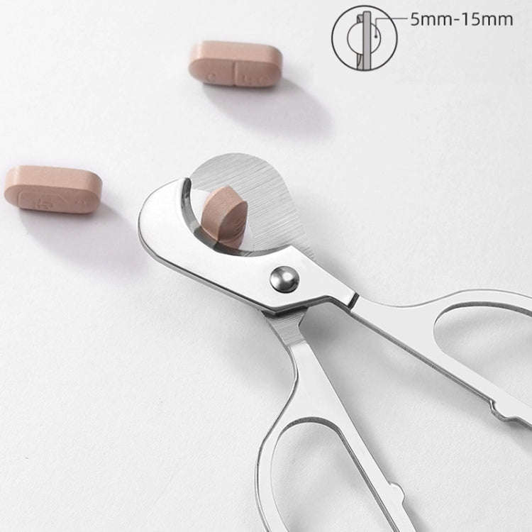 Portable Pill Cutter Stainless Steel Cigar Dispensing Scissors, Style: Round Handle Silver