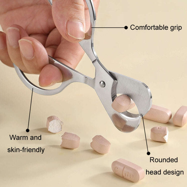 Portable Pill Cutter Stainless Steel Cigar Dispensing Scissors, Style: Round Hanlde Gold