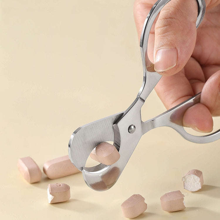 Portable Pill Cutter Stainless Steel Cigar Dispensing Scissors, Style: Round Handle Silver