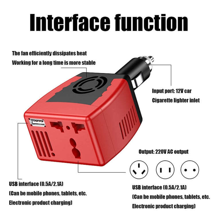 75W Car Inverter Voltage Conversion USB Port Charger, Color: 12 To 110V 0.5A Black
