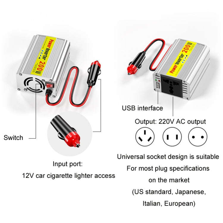 150W Car Inverter Modified Wave Automotive Power Conversion, Specification: 12V To 220V