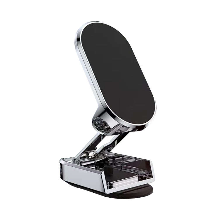 D11 Magnetic Folding Car Phone Holder Rotatable Dashboard Stick-On Navigation Stand(Silver Gloosy)