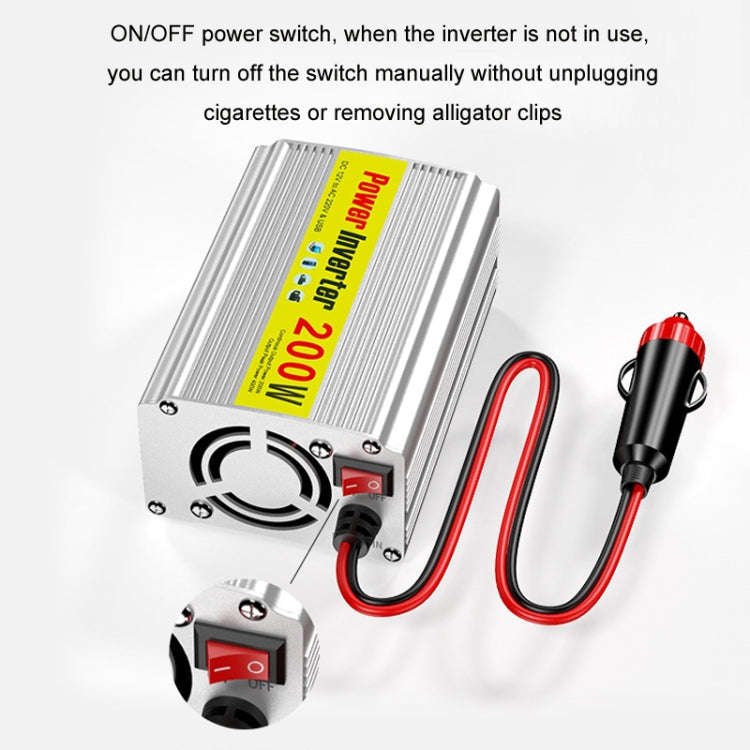 200W Modified Sine Wave Inverter Car Mobile Phone 2.1A Universal Power Supply, Specification: 12 ...