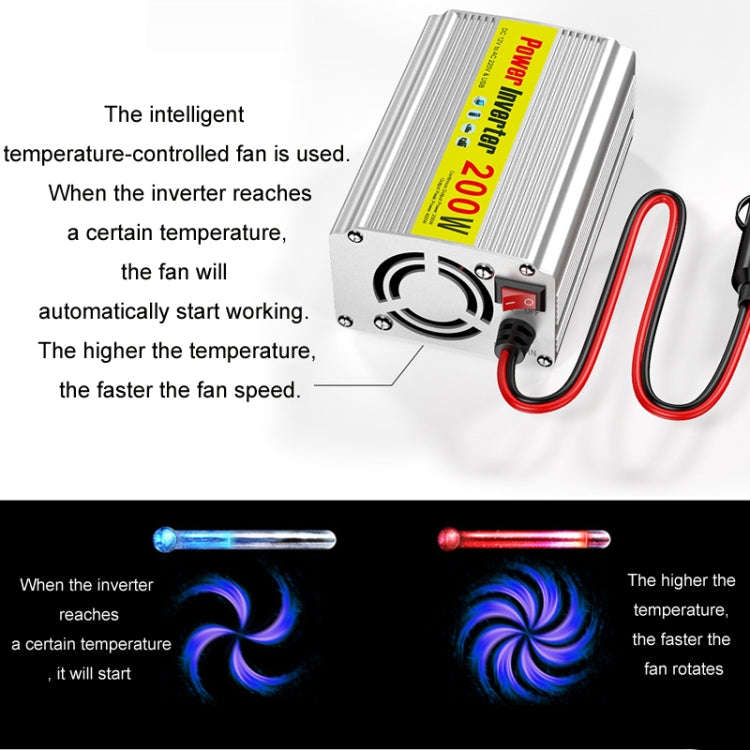 200W Modified Sine Wave Inverter Car Mobile Phone 2.1A Universal Power Supply, Specification: 12 ...