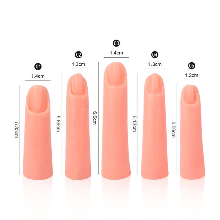 5pcs /Set Nail Art Silicone Fake Fingers Insertable Nail Piece Practice Finger Molds, Style: With...