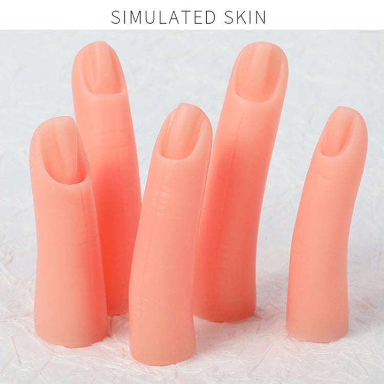 5pcs /Set Nail Art Silicone Fake Fingers Insertable Nail Piece Practice Finger Molds, Style: With...
