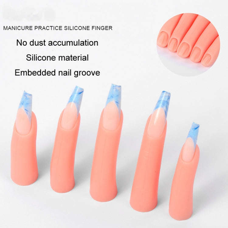 5pcs /Set Nail Art Silicone Fake Fingers Insertable Nail Piece Practice Finger Molds, Style: With...