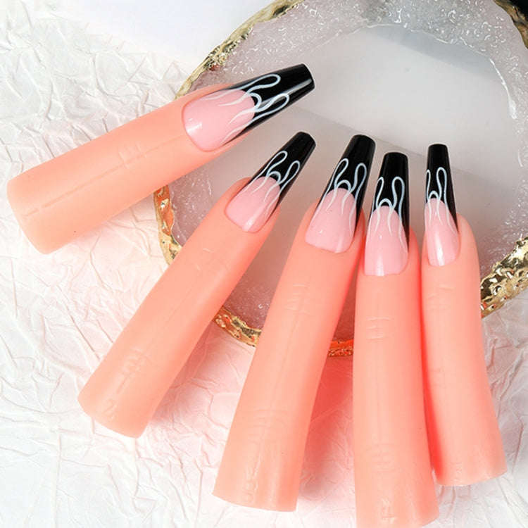 5pcs /Set Nail Art Silicone Fake Fingers Insertable Nail Piece Practice Finger Molds, Style: With...