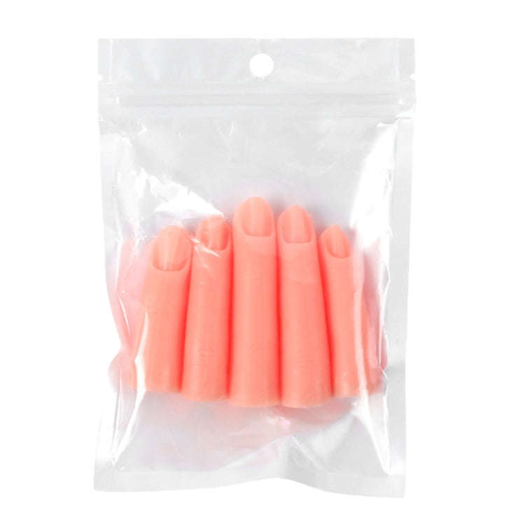 5pcs /Set Nail Art Silicone Fake Fingers Insertable Nail Piece Practice Finger Molds, Style: With...