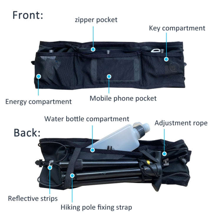 Running Sports Waist Bag Ultra-thin Breathable Belt With Trekking Pole Fixing Strap, Size: XS/S/M