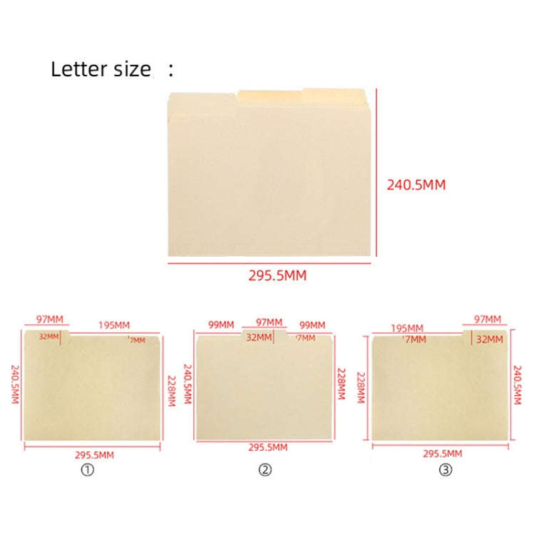 100sheets /Box Letter Size File Folder 1/3-Cut Tab Manila Folders(Beige)