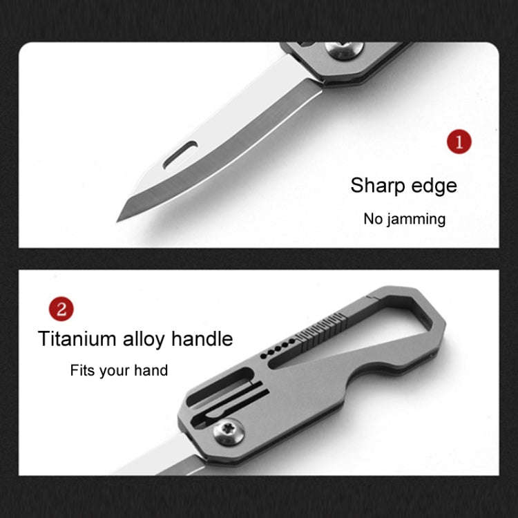 Multifunctional Titanium Keychain Outdoor Portable Defense Mini Folding Knife, Style: With Steel ...